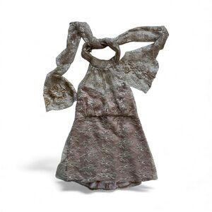 Y2K Wendy Hil Lace Top backless with Scarf